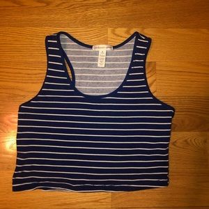 Blue and white stripes cropped tank top